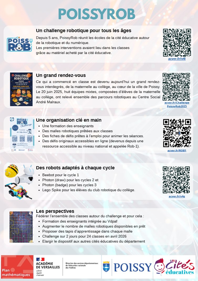 Easytis's tweet image. Découvrez 🤖 PoissyRob : un défi robotique pour tous ! 
Formation des enseignants et défis en ligne. 
Les jeunes s’amusent tout en apprenant ! 

#PoissyRob #ApprentissageParLeJeu #RobotiqueÉducative #STIAM #CompétencesDuFutur #InnovationÉducative