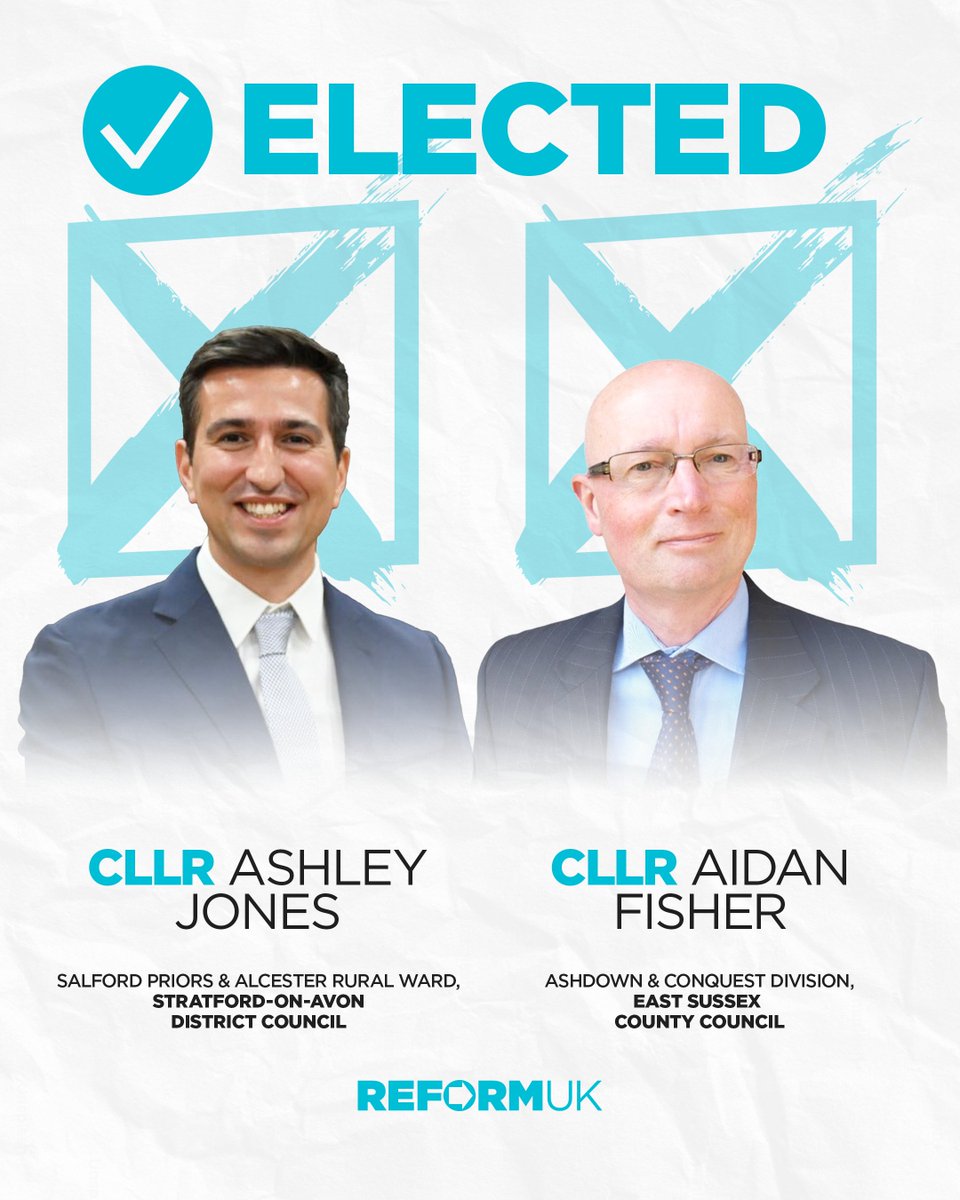 reformparty_uk's tweet image. Congratulations to our two newly elected councillors, who won their seats from the Conservatives yesterday.

If you vote Reform, you get Reform. 🇬🇧