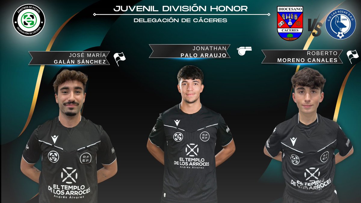 FutbolArbitros's tweet photo. 📢| Designaciones nacionales de este fin de semana.

#3RFEF 

👨‍⚖️ Jorge Espada Torrijos 

#JuvenilDH 

👨‍⚖️ Jonathan Palo Araujo 

#JuvenilNacional 

👨‍⚖️ Ricardo Pérez Antequera 
👨‍⚖️ Álvaro González Granados

🍀 Mucha suerte al equipo arbitral https://t.co/kx9usrmzG6