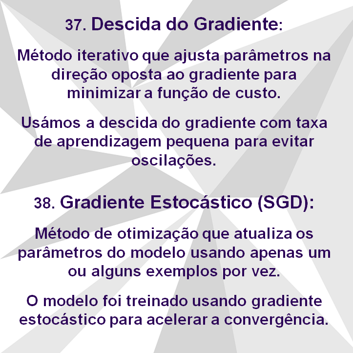 MaliMahda's tweet image. 37. Descida do Gradiente: Método iterativo que ajusta parâmetros na direção oposta ao gradiente para minimizar a função de custo.
Usámos a descida do gradiente com taxa de aprendizagem pequena para evitar oscilações.
#languagelearning 
#machinelearning
#machine_learning
#portugal