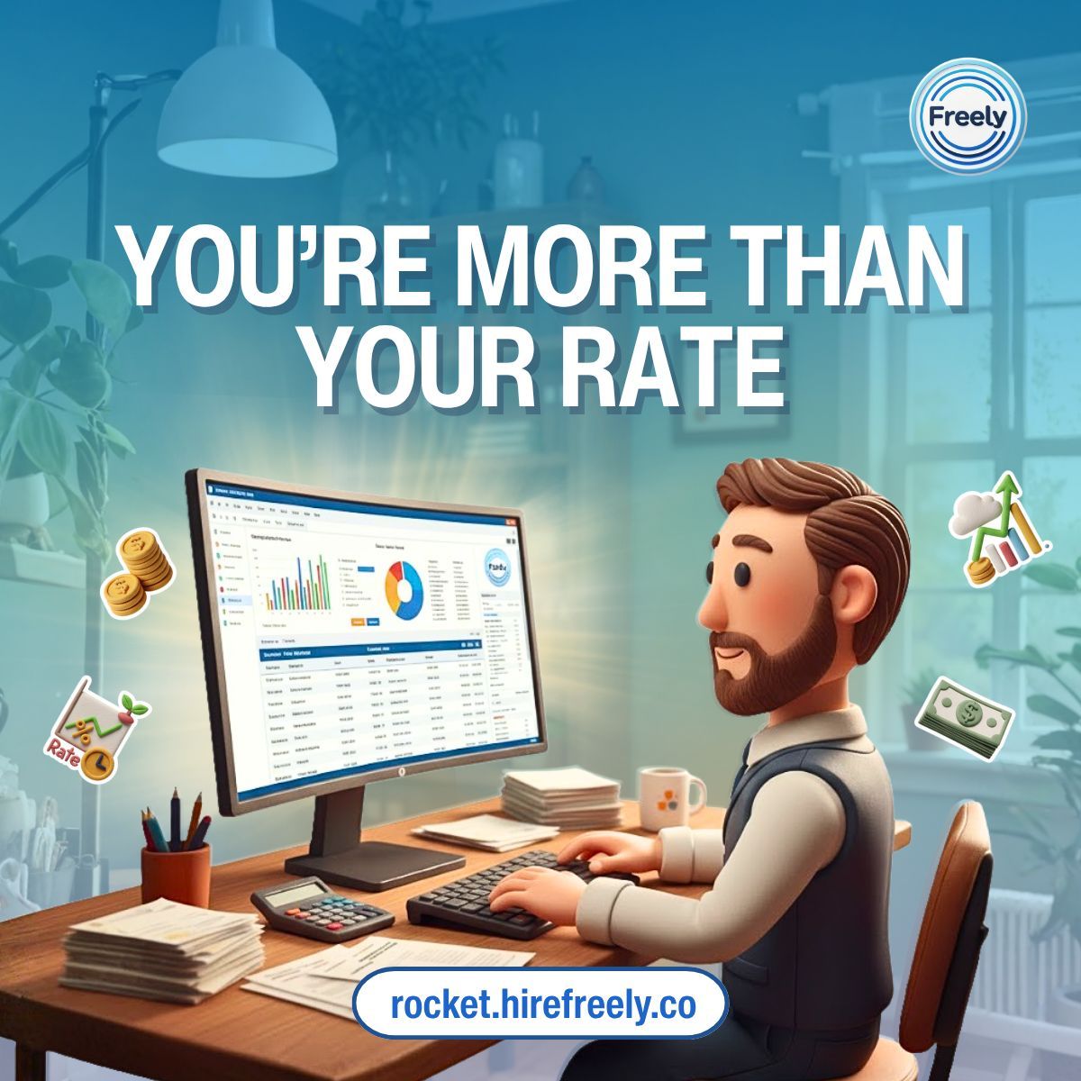 Pinchforthx's tweet image. 𝗬𝗼𝘂’𝗿𝗲 𝗺𝗼𝗿𝗲 𝘁𝗵𝗮𝗻 𝘆𝗼𝘂𝗿 𝗿𝗮𝘁𝗲.
Your value goes beyond numbers — it’s defined by your impact. 
Freely helps fractionals grow, earn more, and build real stability.

👉 𝗦𝘁𝗮𝗿𝘁 𝗵𝗲𝗿𝗲: rocket.hirefreely.co
#FreelanceJourney #FutureOfWork #Freely