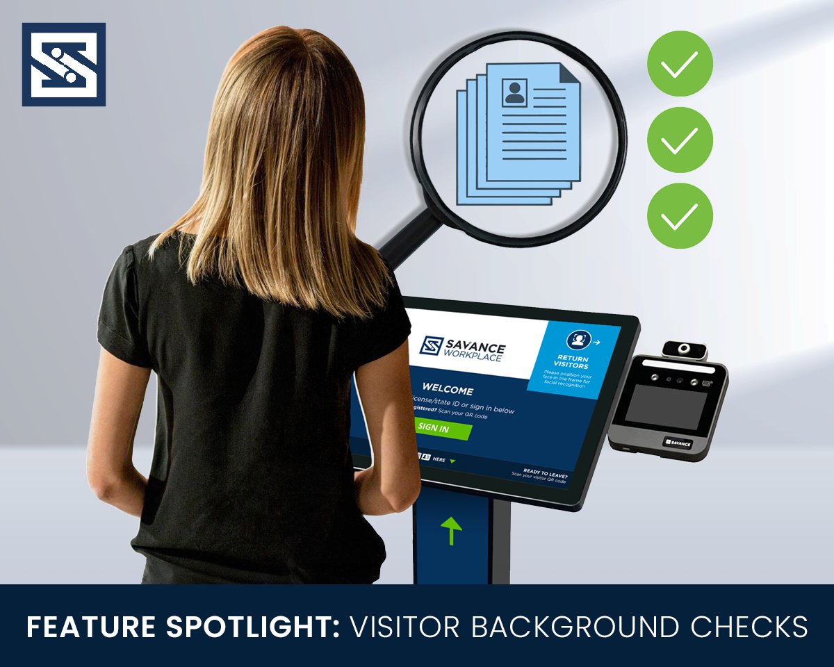 SavanceWP's tweet image. Savance Visitor Management now does real‑time background checks at visitor sign‑in—screening against watch‑lists and databases to boost safety without slowing your process. #VisitorManagement #SecurityTech #BackgroundScreening #SavanceWorkplace