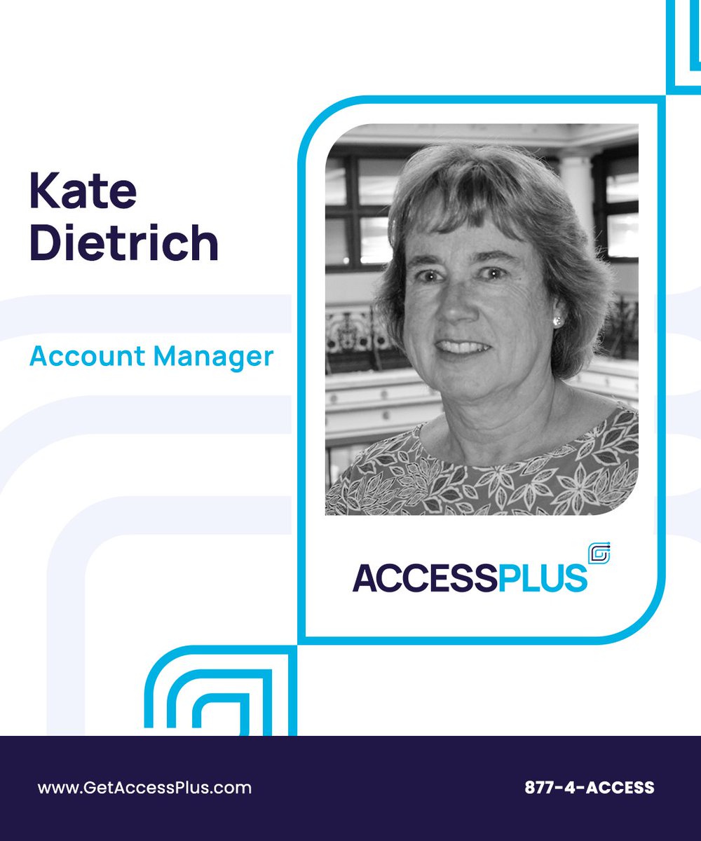 GetAccessPlus's tweet image. This month, we’re highlighting Kate Dietrich from AccessPlus. 

#AccessPlus #TeamSpotlight #FiberInternet #UCaaS #CommunityConnectivity