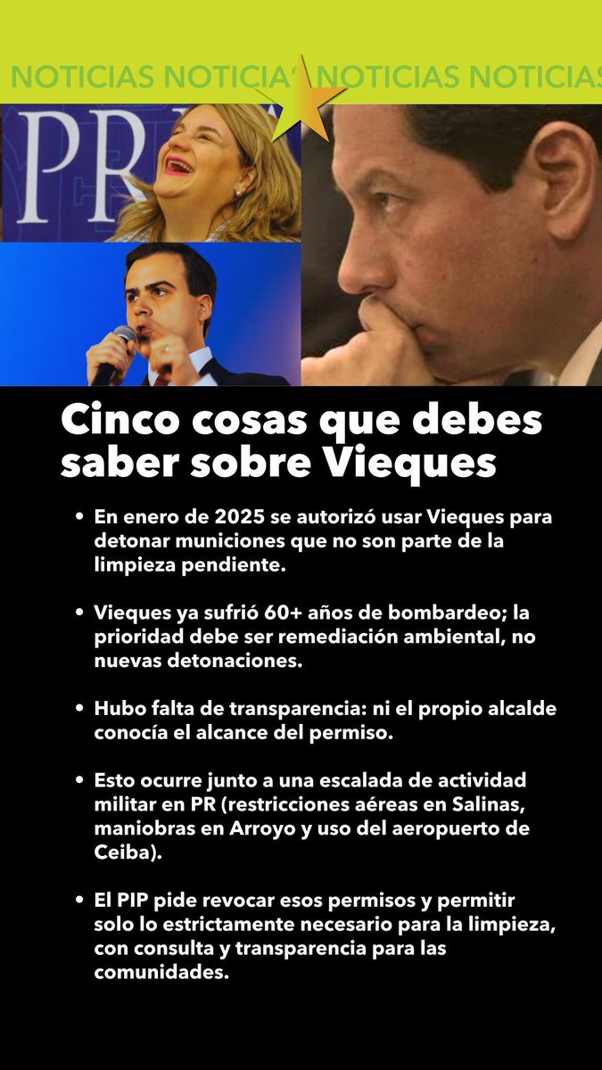 juandalmauPR's tweet image. Cinco cosas que debes saber sobre lo que está pasando con Vieques. 

Convertirla otra vez en “zona de disposición” sería una falta de respeto a la lucha que, con desobediencia civil y sacrificio, logró sacar la Marina.