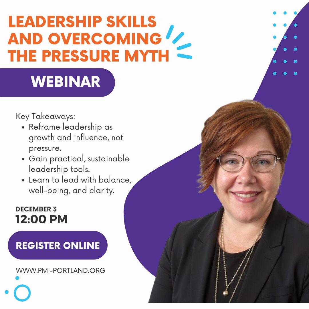 PMIPortland's tweet image. Join PMI Portland on Dec 3 for a workshop on stress-free leadership with Arliss Dudley-Cash! 👉 Register: ow.ly/aC4c50Xlvto #PMIPortland #LeadershipDevelopment #ProjectManagement #ProfessionalGrowth