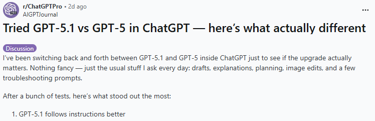 pepijnniesten's tweet image. BS! Switched back from 5.1 on the API to 5.0. How can 5.1 be sooo much worse in instruction following than 5.0? Just how? 

reddit.com/r/ChatGPTPro/c…