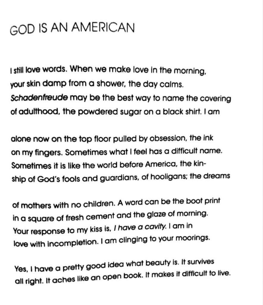 aliner's tweet image. I still love words.

- Terrance Hayes, “God Is An American” 

(queue David Byrne’s song by that title to follow:)