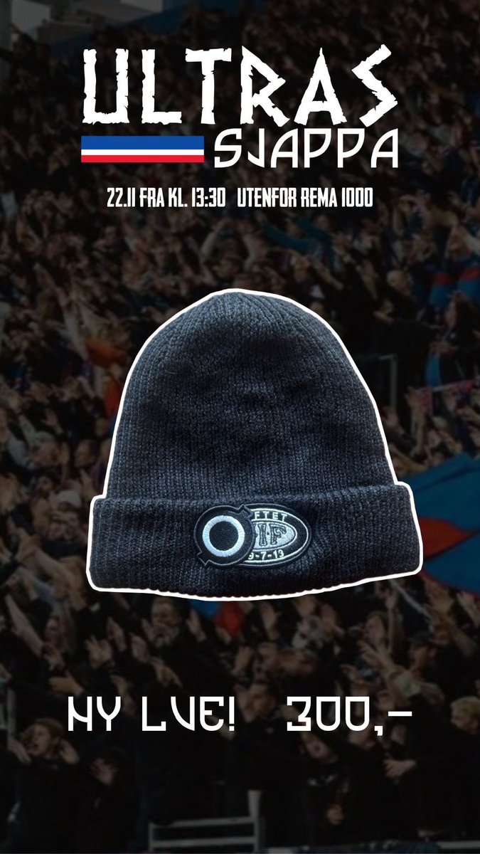 Ny lue tilgjengelig i Ultrassjappa i morra! Perfekt for kaldt vær, og som julegave. Vi har også fått inn sjuke mengder stickers. Vi åpner 13:30. Løp og kjøp!