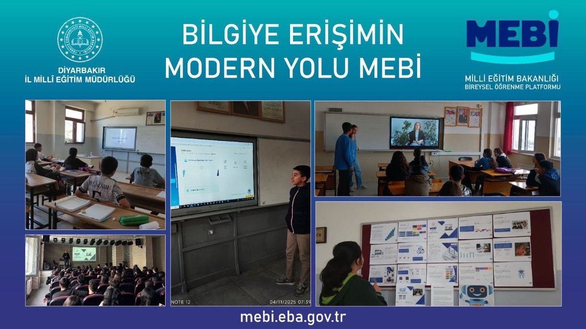 🎓Sınıflarımızda MEBİ heyecanı! 
Akıllı tahtalardan bireysel çalışmalara kadar eğitimde dijital dönüşümü yaşıyoruz. Öğrencilerimiz MEBİ'nin zengin içerikleriyle eksiklerini tamamlıyor, hedeflerine emin adımlarla yürüyor.
#DiyarbakirdaMEBİ
<a href="/tcmeb/">Millî Eğitim Bakanlığı</a> <a href="/Yusuf__Tekin/">Yusuf Tekin</a>
<a href="/sadoglu_salih/">Salih Sadoğlu</a>