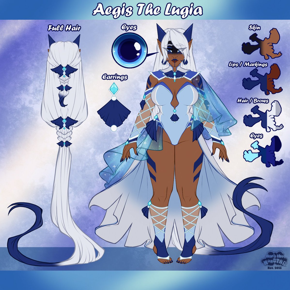 A belated b-day gift for my cousin. I updated her Lugia gal. I designed her 11 years ago so she deserved a redo.