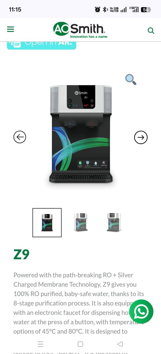 tweetbook__'s tweet image. @AOSmithin : Hi,

Can you please confirm if there&apos;s a water purifier model named Z9 Pro?

On AO Smith official website it is just &apos;Z9&apos; only but on Amazon and Flipkart there&apos;s a newer model named &apos;Z9 Pro&apos;?

What&apos;s the truth or catch?

Refer attached screenshots &amp;amp; ALT for links.