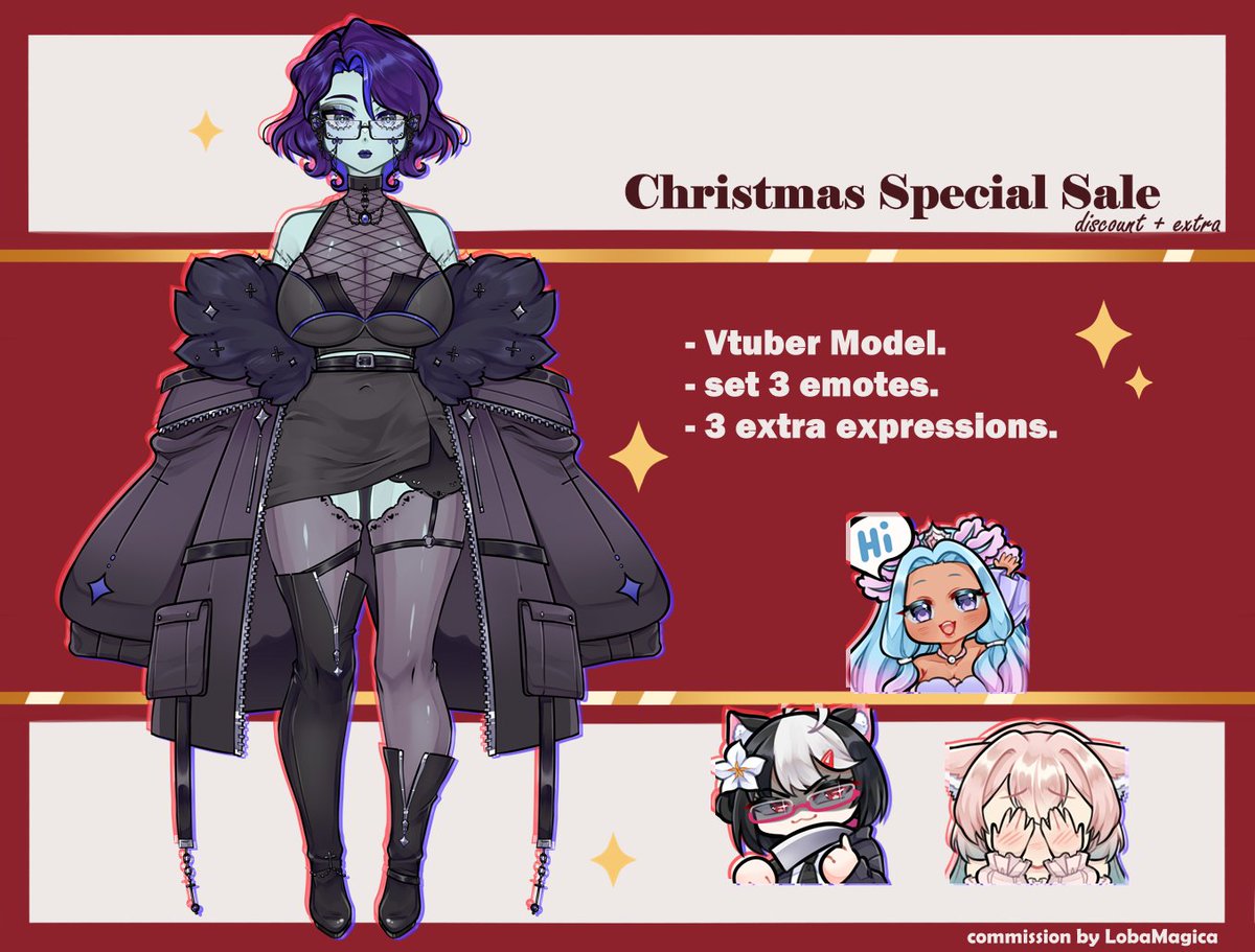 LobaMagica's tweet image. Christmas Special Sale! ❤🎄
only 4 slots! 
Only ART!! (ready to be rig)
Vgen: vgen.co/LobaMagica/ser…
you can add extra things on the model!

#Vtuber #VtuberModel