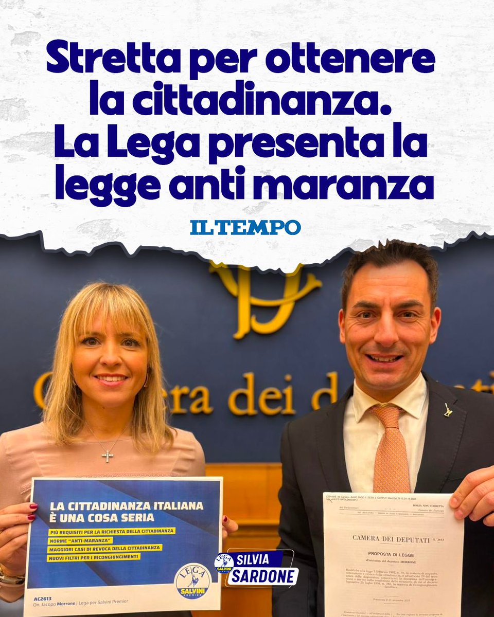 SardoneSilvia's tweet image. &quot;La #cittadinanza deve essere riconosciuta solo a chi ha fornito garanzie di vera #integrazione&quot;: ieri con l&apos;on. Morrone abbiamo presentato una proposta di legge che rende più facile la revoca della cittadinanza, rende più rigorose le norme per concederla e limita i…