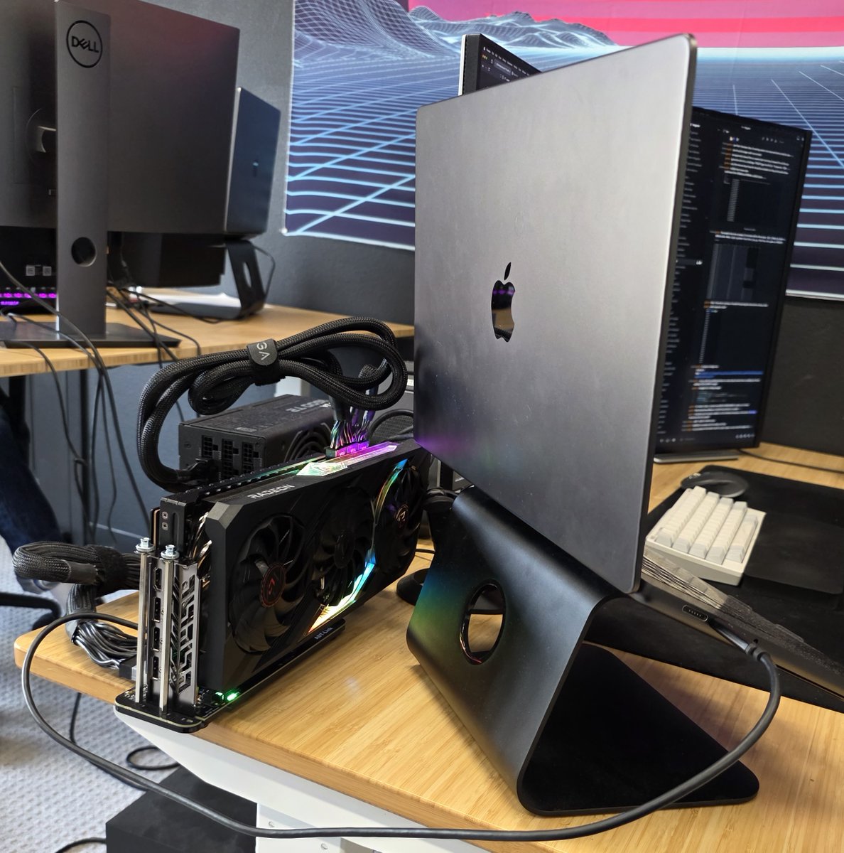 __tinygrad__'s tweet image. Why are you SSHing? Just plug your GPU into your Mac!