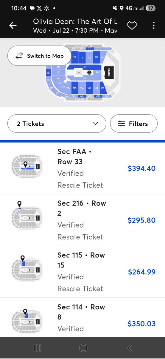 FBorocz's tweet image. @Ticketmaster this is insane?? This is more than it was to see her AND Sabrina. Please do something. First you mispriced tickets in the presale and now this? #oliviadean #Ticketmaster #Scalping