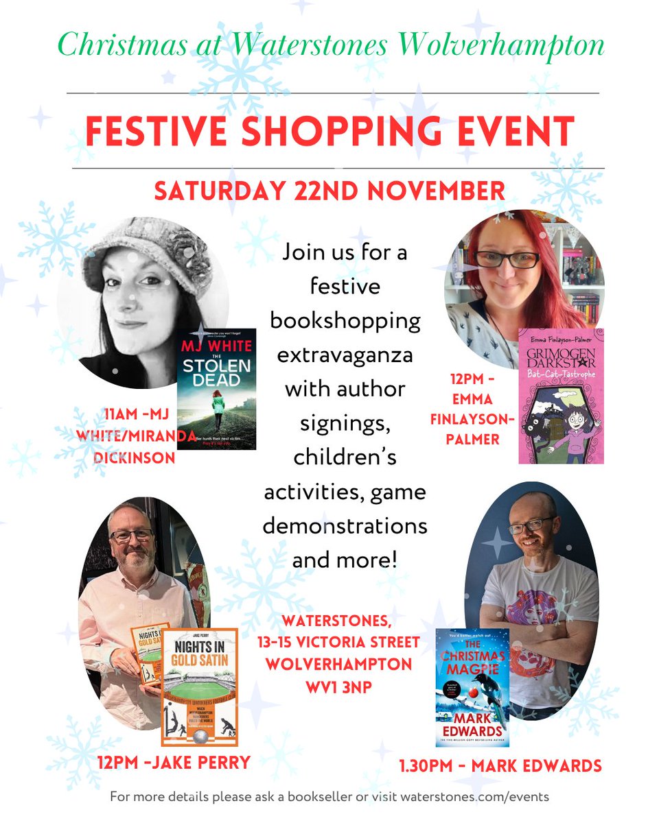 So much happening in #Wolverhampton tomorrow! First Christmas artisan market here on Victoria Street, Christmas Lights switch-on, the marvellous #GeekCon in the Mander Centre, #WOLCRY, and our own Festive Shopping Event with author signings and a prize draw!
