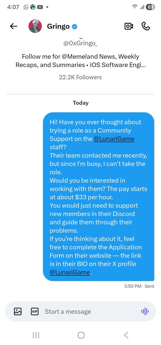 rancisky's tweet image. PUBLIC NOTICE 🚨

My account was recently compromised, and I just discovered that a message was sent out to many of my contacts regarding a supposed Community Support job with @LunariGame.

Please ignore and disregard that message — it did NOT come from me.
I have already secured…