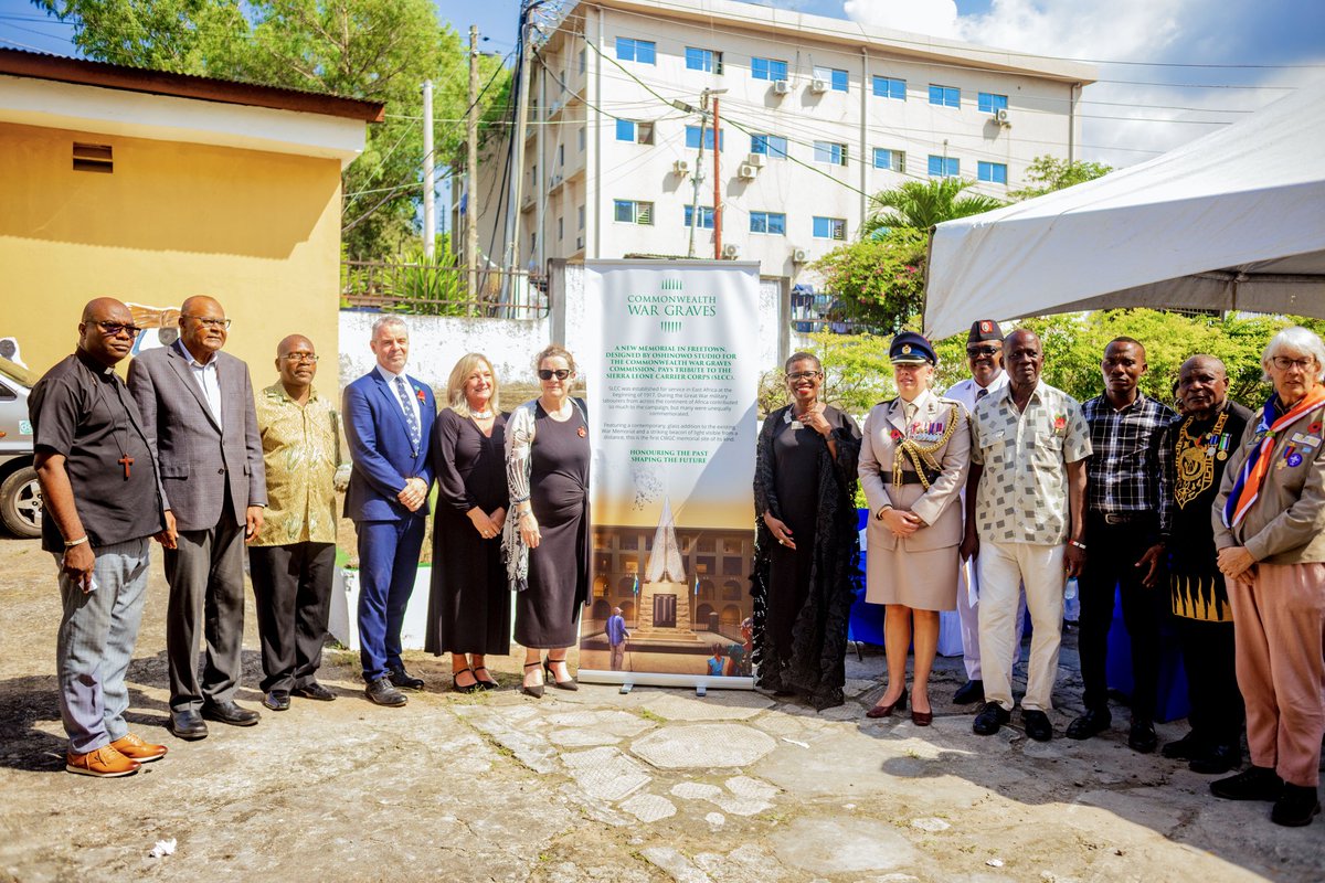FreetownMedia's tweet photo. Photos from our  shoot for the Commonwealth War Graves Commission. We are honoured to be documenting the unveiling and construction process of the new memorial structure in recognition of the Sierra Leone Carrier Corps whose World War I contributions were never commemorated. https://t.co/cuR4GlfCz1