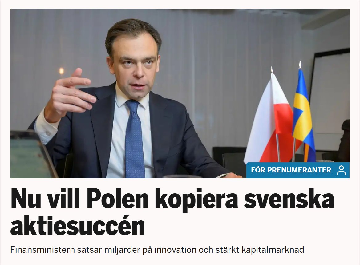 Investeraren's tweet image. 🇵🇱 Polen har inspirerats av det svenska investeringssparkontot (ISK) och nu vill finansminister Andrzej Domański att fler investerar på Warszawabörsen 🤓👌 Idag utgör kontanter eller inlåning på bankkonton hela 52% (!!) av hushållens sparande. Vill dessutom göra de första 25 000…