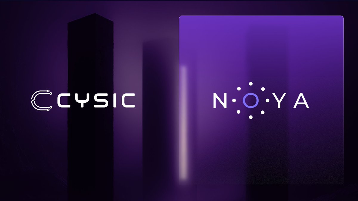 Cysic x <a href="/NetworkNoya/">NOYA.ai</a> 

Proud to join forces and supercharge NOYA’s zkML stack with high-speed, low-cost, and scalable proving.
This partnership pushes on-chain AI to its next frontier. <a href="/cysic_xyz/">Cysic</a>