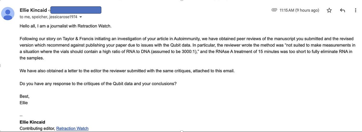 Kevin_McKernan's tweet image. Looks like @RetractionWatch is at it again.
Engaging in tortious interference with our contract. 
They never cleaned up their last defamation
@SenRonJohnson @RWMaloneMD @weldeiry @KUPERWASSERLAB @RetsefL @RobertKennedyJr @DrJBhattacharya @MartyMakary 
@SciGuardians