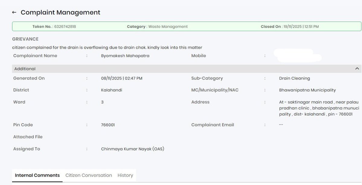 BSCL_BBSR's tweet image. A grievance from Bhawanipatna Municipality was efficiently resolved through Sahara Sathi 1929, Odisha’s 24×7 citizen helpline.

#SaharaSathi1929 #CitizenFirst