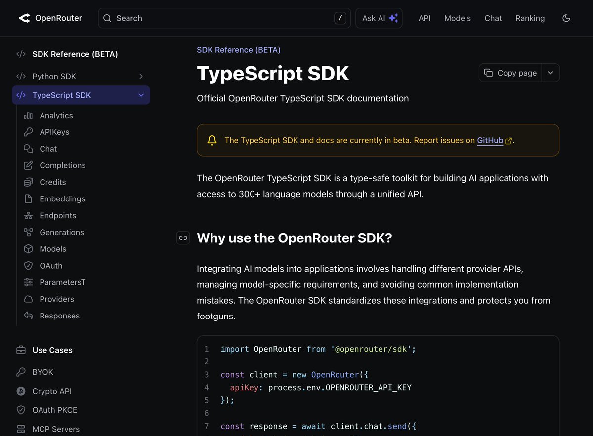 typescript sdk docs