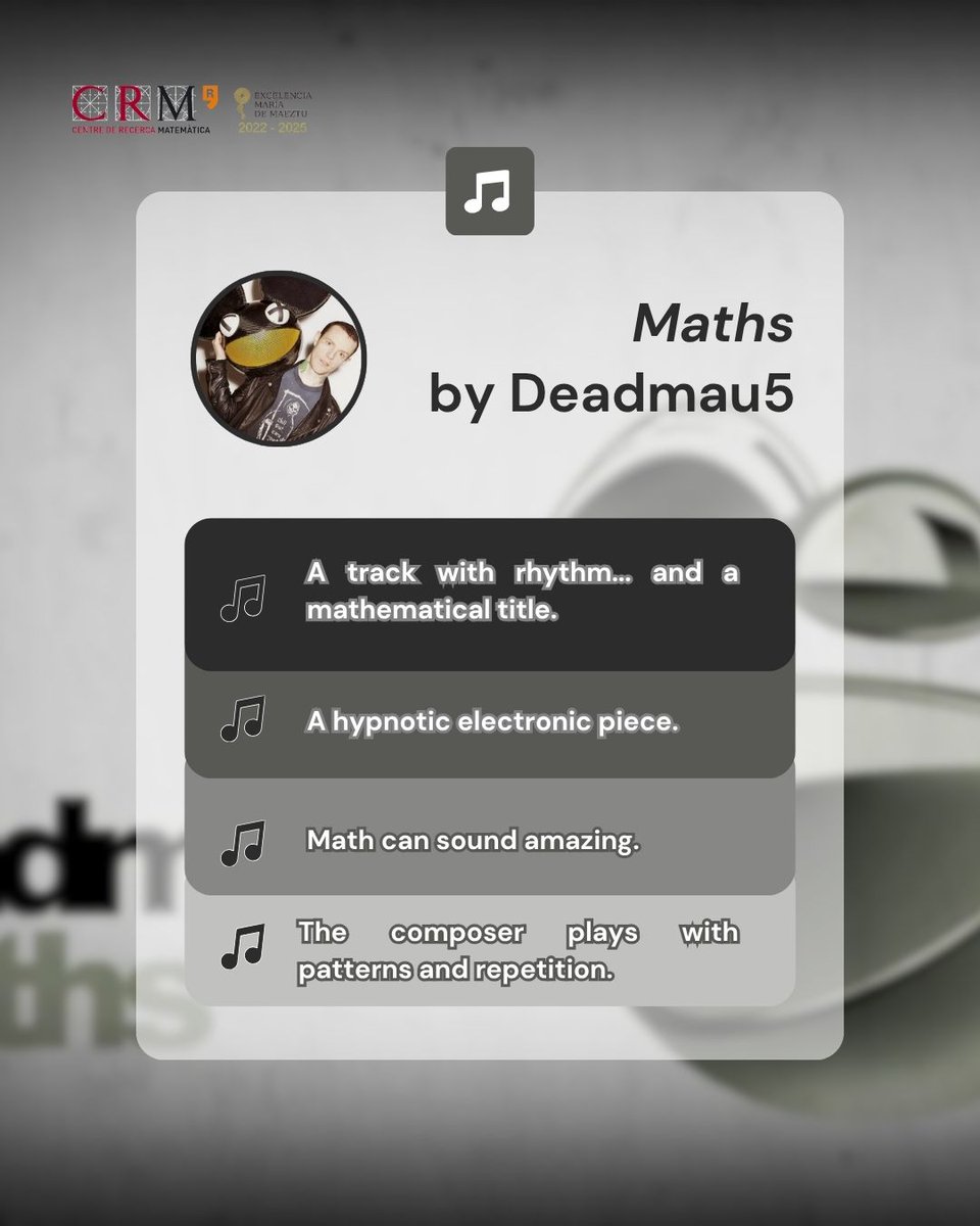 CRMatematica's tweet image. 📐🎶 Math isn’t just something you see... it’s something you can hear.
🎧✨ Dive into the rhythm of numbers and beats!
