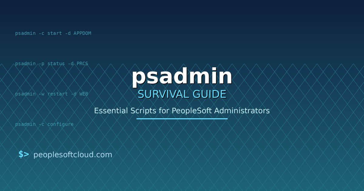 AEngelsrud's tweet image. Just published: The psadmin Command Line Survival Guide 🛠️

Essential scripts every PeopleSoft admin needs:

Start/stop automation
Health checks
Cache management
Troubleshooting workflows

From GUI clicks to command-line efficiency.
Read it here:  open.substack.com/pub/peoplesoft……