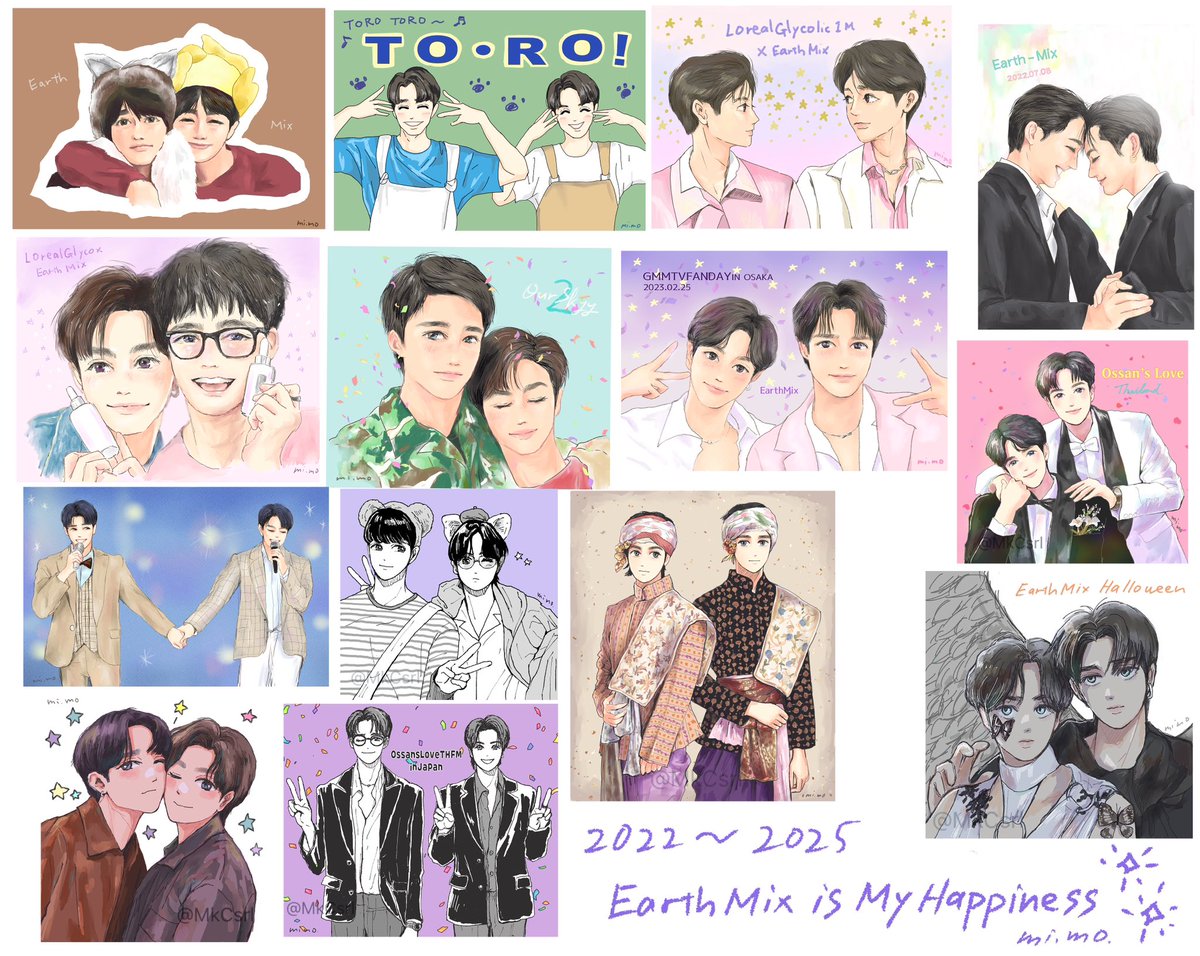 「EarthとMixのことが大好き✨」いう気持ちのおかげでずっと描き続けてこれたよ〜😄
2人が幸せだと私もうれしい✨✨
 #EarthMixisMyHappiness