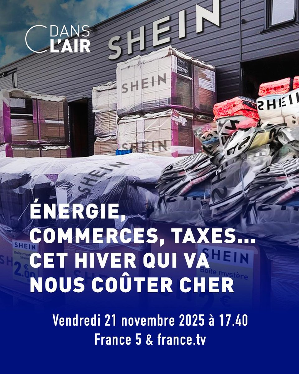 ⬛ Énergie, commerces, taxes... Cet hiver qui va nous coûter cher

C'est le sujet du jour de #cdanslair : bit.ly/EmissionCdansl…

<a href="/AureCasse/">Aurélie Casse</a> vous donne rendez-vous à 17.40 avec <a href="/JeudyBruno/">Bruno Jeudy</a>, <a href="/EmmanuelDuteil/">Emmanuel Duteil</a>, <a href="/SophiFay/">Sophie Fay</a>
et Anne-Sophie Alsif.

À tout à l'heure sur France 5 ! 
#taxes