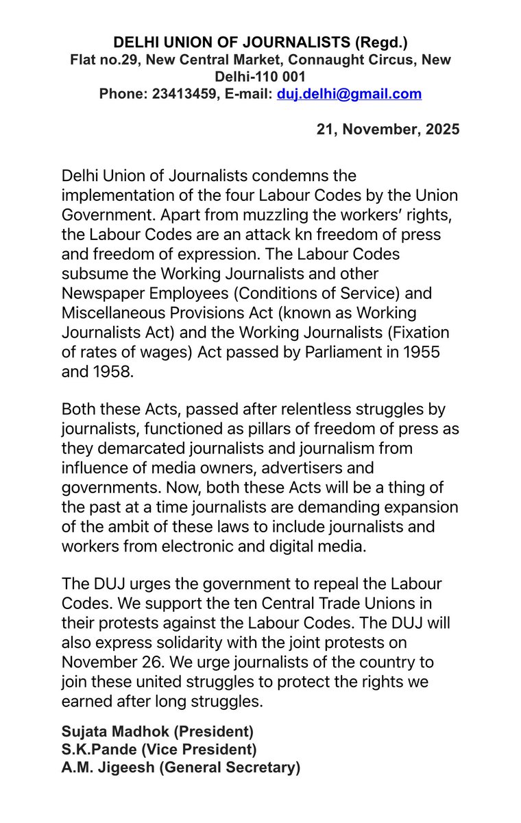 DUJ1949's tweet photo. Repeal the Labour Codes, Save Press Freedom… https://t.co/T6Rgr7Kz15