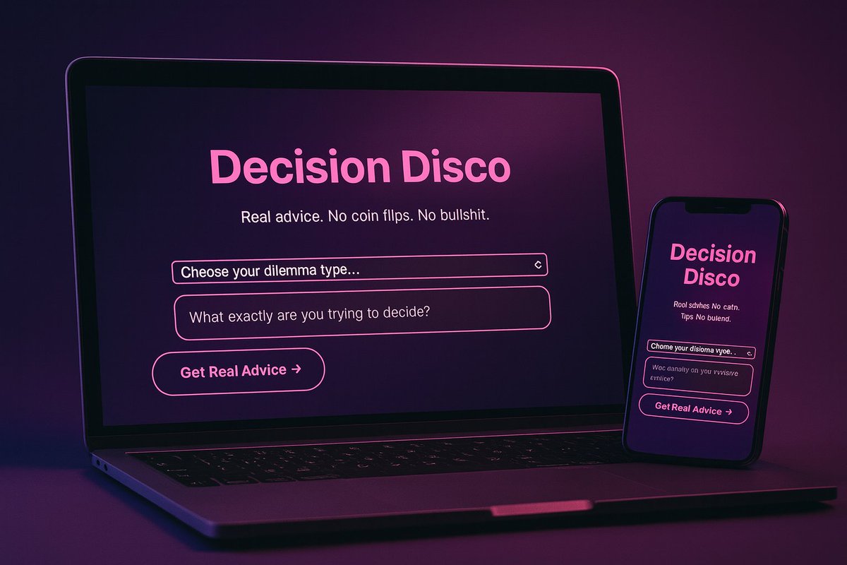 p_chandu99066's tweet image. I promise I’ll get the hang of this eventually. 😅

Fumbling through console errors with AI to build a decision-making app.

Built with Vanilla JS, Node &amp;amp; Gemini API. AI turns &quot;I can&apos;t&quot; into &quot;I&apos;m learning.&quot;

decision-disco.vercel.app

#IndieDev #DesignToCode