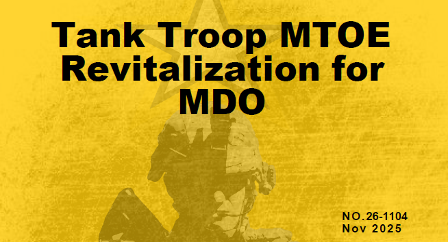 USArmy_CALL's tweet image. This article examines critical deficiencies in the current Tank Troop modified table of organization and equipment (MTOE) within Armored Cavalry Squadrons and proposes specific restructuring solutions.

Public #Army link to article: army.mil/article/289129

#JMRC | #Army250