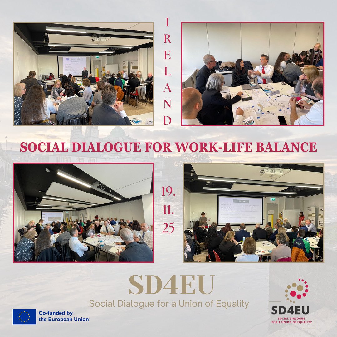 ✨SD4EU seminar – 19 Nov 2025 🇮🇪🇪🇺

Organised by @equal_ireland and hosted by <a href="/TUS_ie/">Technological University of the Shannon</a> within the SD4EU project coordinated by @confprofessioni_eu, the seminar highlighted the key role of work-life balance in advancing gender equality through inclusive social dialogue.