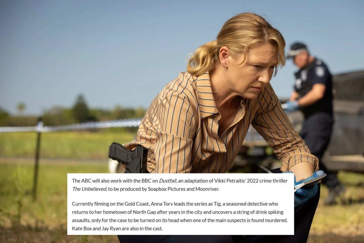 BeastiesForever's tweet photo. #Dustfall
Currently filming on the Gold Coast,#AnnaTorv leads the series as Tig,a seasoned detective who returns to her hometown of North Gap after years in the city & uncovers a string of drink spiking assaults... #KateBox & #JayRyan are also in the cast.
https://t.co/UTGFoHXIzx https://t.co/WyMoT3KnUv