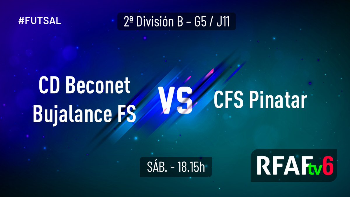 RFAF's tweet image. 👟🫨 El sábado vibra con 4️⃣ 𝗣𝗔𝗥𝗧𝗜𝗗𝗔𝗭𝗢𝗦 de #futsal

⚔️ @ACDGamarra 🆚@Vicarfs
⚔️ #LosPalaciosVillafrancaFS 🆚 @adyocanadarosal
⚔️ @bujalancefs 🆚 @CFS_Pinatar
⚔️ @CD_VDR_Futsal 🆚 @NazarenoDHFS
 
📺En directo en #RFAFtv 

💟 #FutsalRFAF
