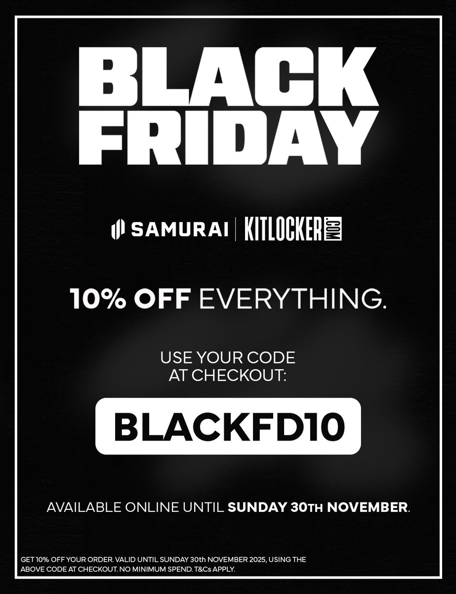 Black Friday at the A&amp;C Club Shop! 
Get 10% off everything — kit, merch, gifts… the lot!
Use code BLACKFD10 at checkout

Valid until Sunday 30th November
Perfect time for some early Christmas shopping!
Visit kitlocker.shop/.../amersham-c…

#BlackFriday #ChilternRugby