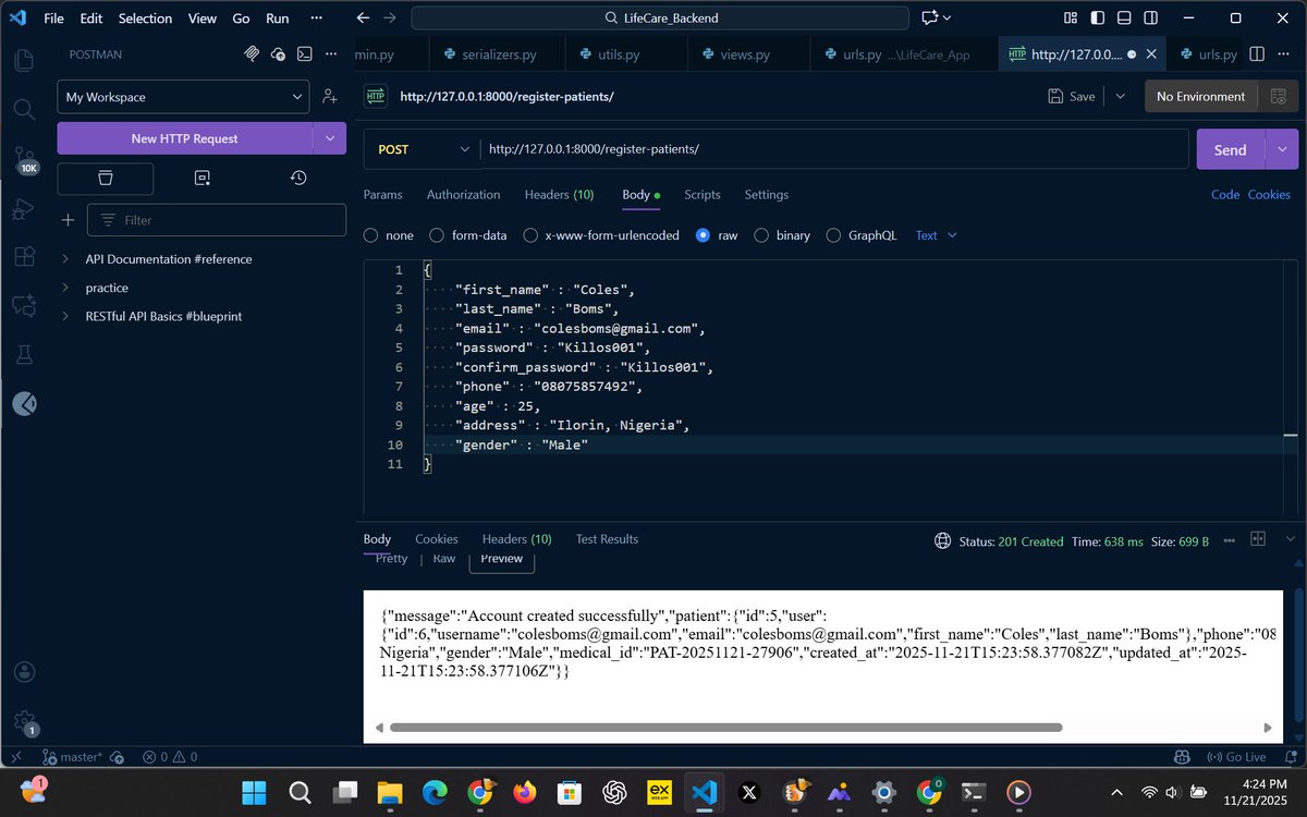 WebFyreDev's tweet image. Working on all these all day 
Got tired I said am not doing again!! Stood Up again and finally i got it
if you think backend is easy please try it 😂😂😂
#backenddeveloper #WebDevelopment #developer