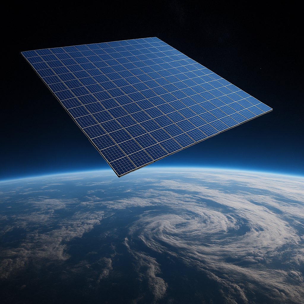 ApoStructura's tweet image. 1m² of solar in space generates 10x more energy than it does on Earth.

That’s because in space there is no night, no clouds, and no thick atmosphere.

A solar array 1km² in space would produce as much power as a nuclear reactor.

It’s why space datacenters make sense.