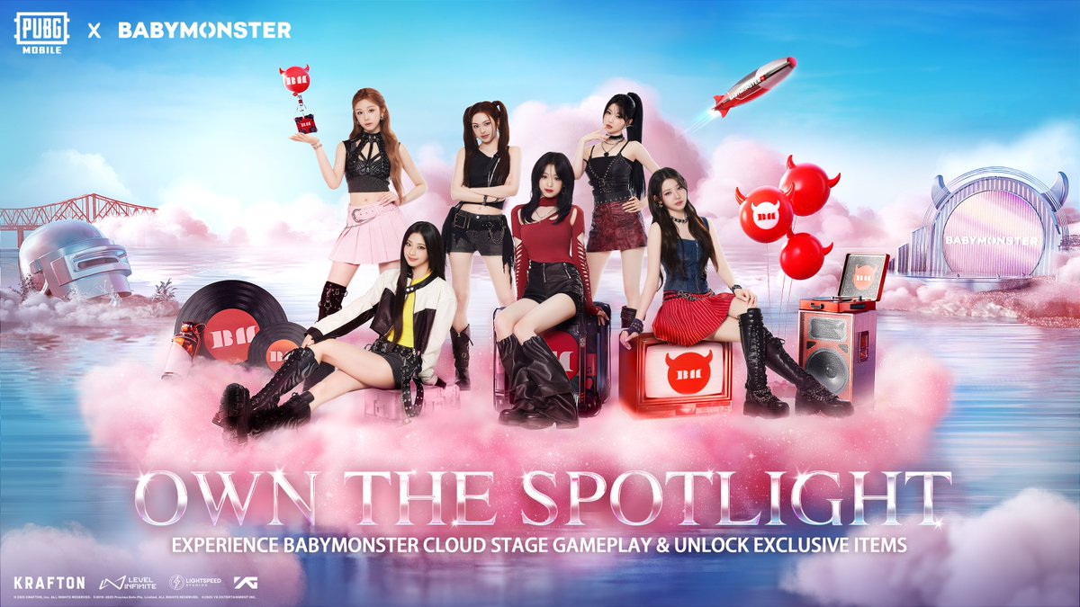 PUBG MOBILE x BABYMONSTER is LIVE now!💕  

Own the spotlight on the new Cloud Stage, groove to BABYMONSTER’s hits, show off emotes, and collect exclusive items, only in PUBG MOBILE! 💖   

📱: pubgmobile.go.link/BM2025 #PUBGMxBABYMONSTER #BABYMONSTER