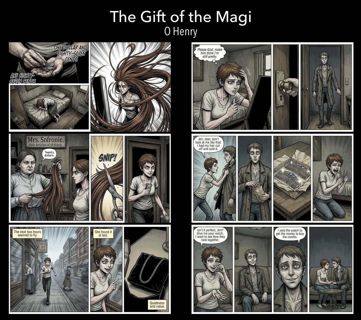 gift of magi comic panels