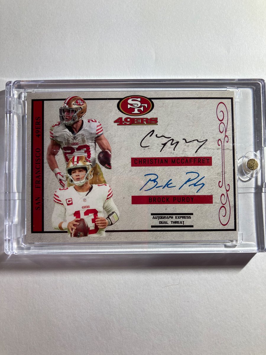 1218Sports's tweet image. 🎁Appreciation Day Giveaway🎁

Winner Announced Thursday

🔥Christian McCaffrey/Brock Purdy Autograph Express Dual Threat Auto Facsimile

To enter
1. Follow
2. Retweet
3. Like