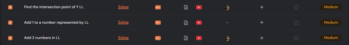 amansharma264's tweet image. ✅ Completed Step 6 – Lecture 6 of #TUFWinterArc  with @takeUforward_  (Striver Sir) 🚀

🧠 Topics Covered (Linked List – Medium Problems):
🔹 Find the Intersection Point of Two Linked Lists (Medium)  
🔹 Add 1 to a Number Represented by Linked List (Medium)  
🔹 Add Two Numbers…