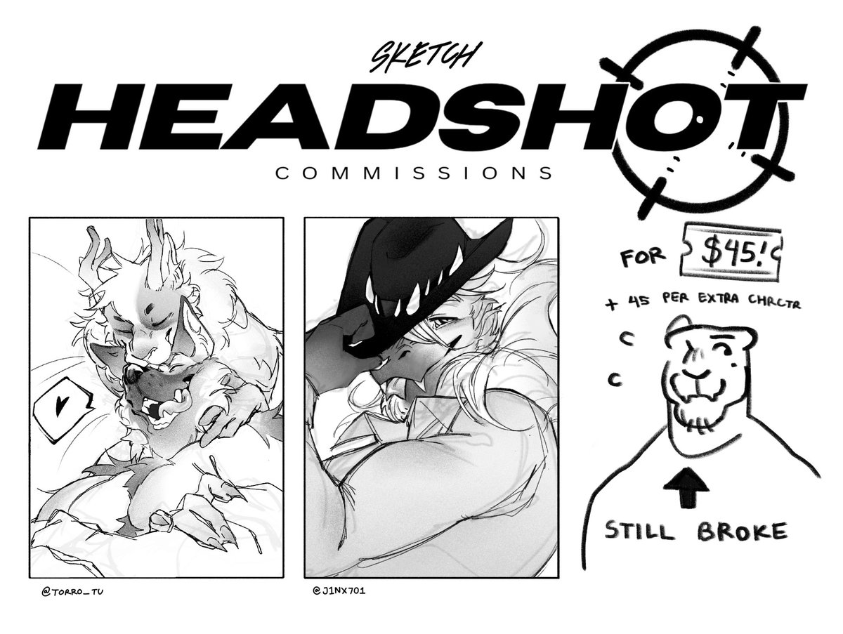 OPENING 6 SKETCH HEADSHOT COMMISSION SLOTS !!! ( form in the replies ...