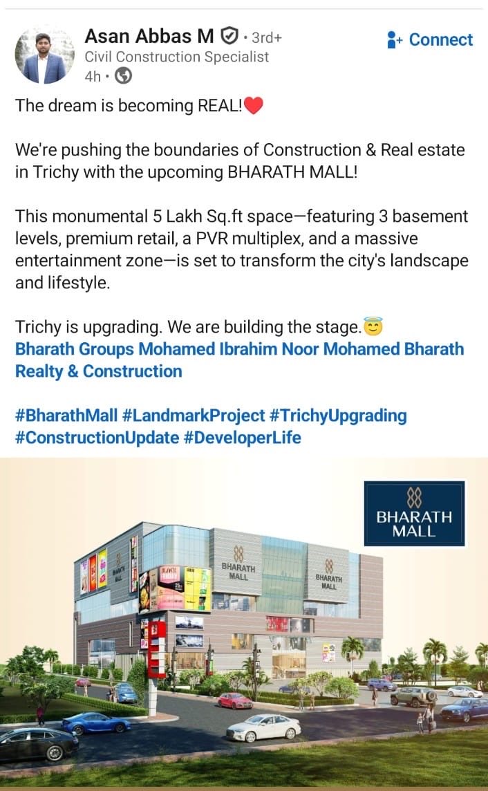 Updatestrichy2's tweet image. 🚨 It’s official PVR Multiplex coming up in Bharath Mall officially Revealed by Bharath Constructions Management also a Massive Entertainment center as well 🙌 Bharath Mall Set to Transform the City’s Landscape and Lifestyle🥳 #Trichy #Mall