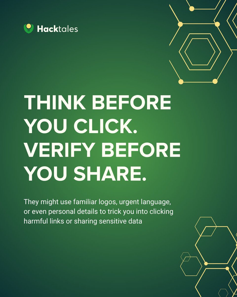 Hacktales_'s tweet image. Not everything online is safe or true.
Double-check before you click, confirm before you share. 

#InternetSafety #PhishingAwareness #CyberTips #ThinkBeforeYouClick #CybersecurityNigeria