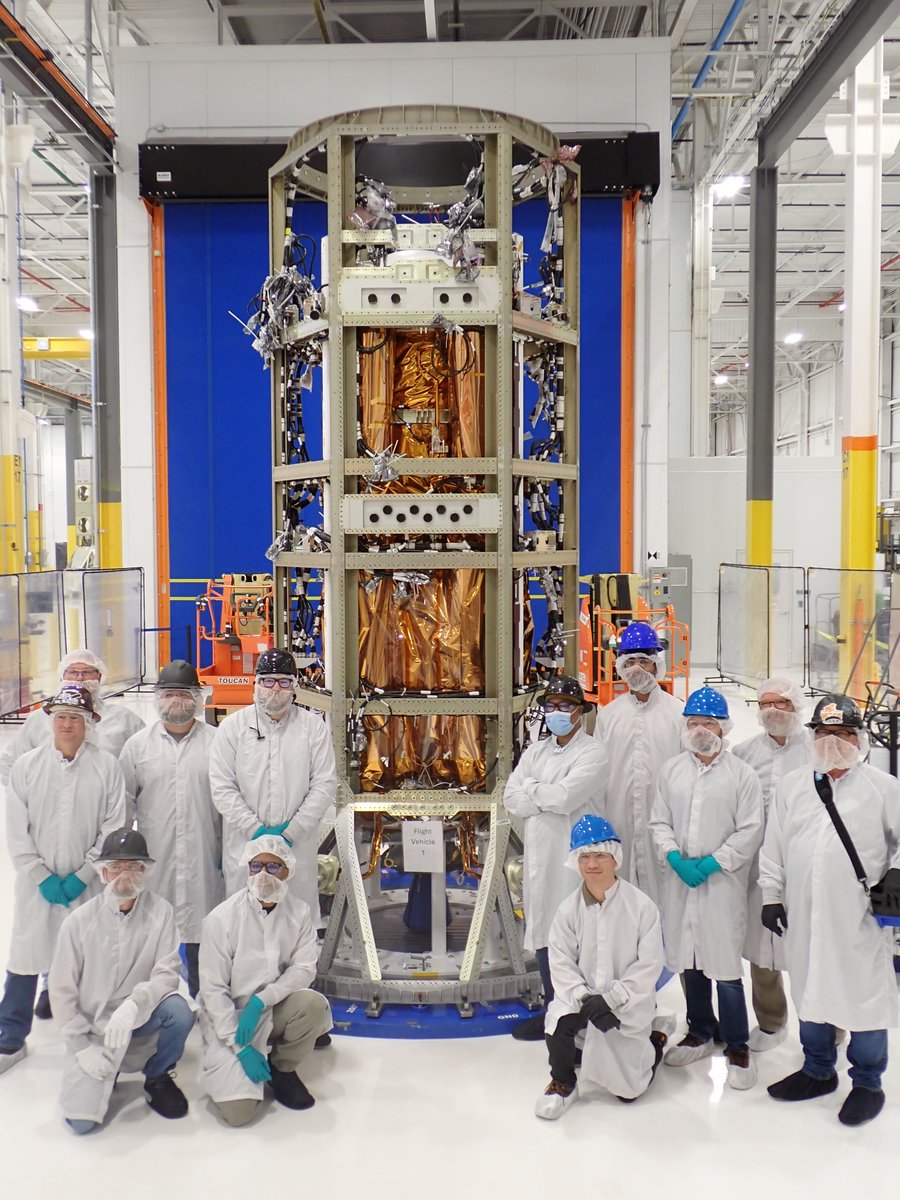 blueorigin's tweet image. The Blue Ring team successfully integrated the flight vehicle&apos;s primary structure and internal harnessing with the core propulsion module. Next up: some additional checkout and integration, and then on to powering up the spacecraft! 

Learn more about our highly maneuverable,…