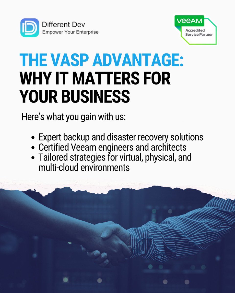 DifferentDev1's tweet image. 🔍 Learn how we can strengthen your data protection strategy today: sales.differentdev.com/#book-now #veeam #datasolutions #backupandrecovery
