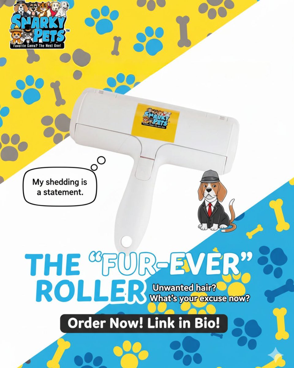SnarkyPets's tweet photo. Your outfit called — it wants the fur gone. 🐕🦺
The “Fur-Ever” Roller makes shedding disappear faster than your dog’s attention span.
🐾 Unwanted hair? What’s your excuse now?
Order here: https://t.co/LXXnItmVK8
#SnarkyPets #PetHairProblems #FurEverywhere #PetCleaning https://t.co/FhJ4yObDGt